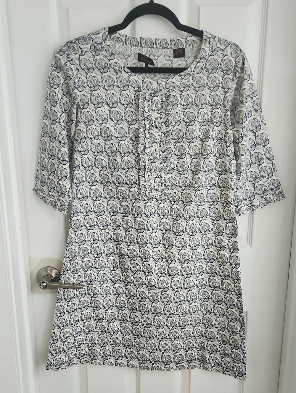 Ben Sherman White Dress with Black Floral Line Print